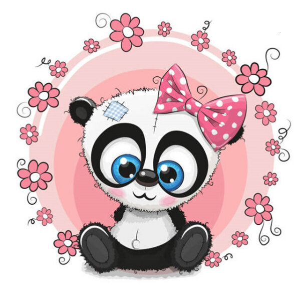 Набор выкладка камнями по номерам Пандочка с бантиком (25х25 см) — CRYSTAL SHOP