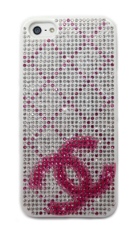 Чехол для Apple iPhone 5/5s стразами Rhinestone Bling Diamond CHANEL logo White — CRYSTAL SHOP