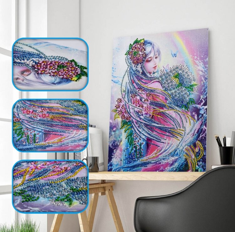 Набор алмазная мозаика специальными стразами Девушка Радуга (40х30) — CRYSTAL SHOP