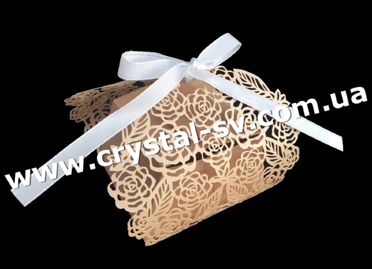 Бонбоньерка для конфет Розочки (бежевая) — CRYSTAL SHOP