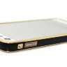 Бампера на телефон для iPhone 5/5s камни HERMES logo метал original box GOLD Black фото 4 — CRYSTAL SHOP