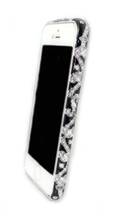 Бампер для iphone 5/5s Diamond LUXURY national style BLACK — CRYSTAL SHOP