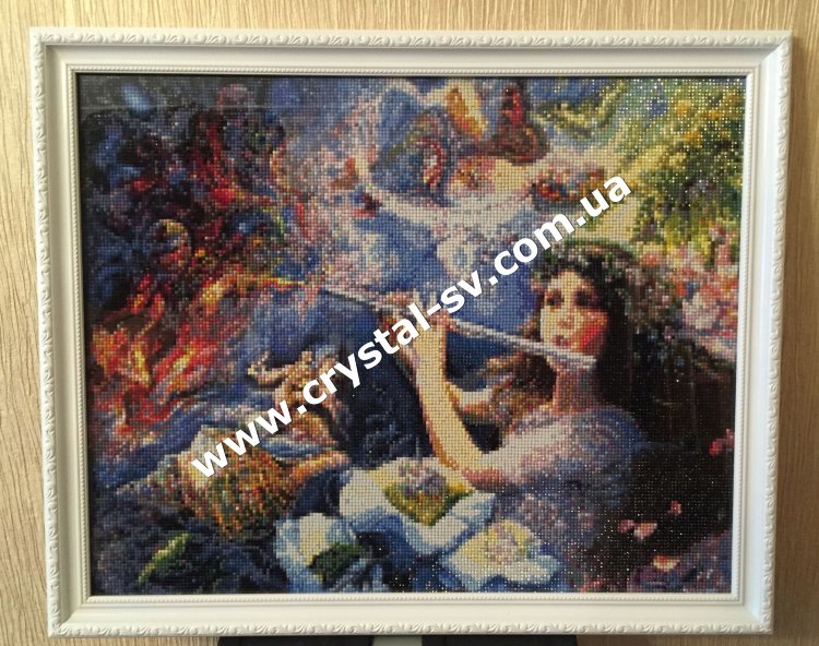 Картина алмазная вышивка стразами &quot;Девушка играет на флейте&quot; (40x50) — CRYSTAL SHOP
