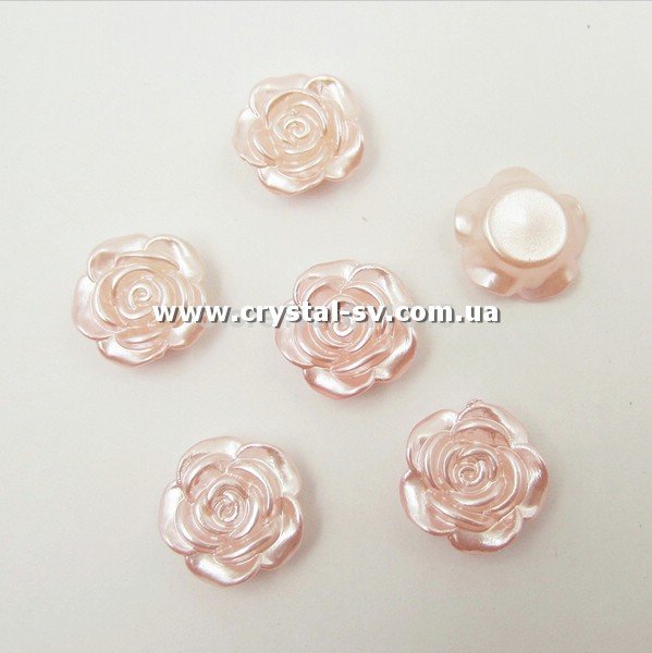 Полужемчуг в форме цветка розы 12мм. Розовый. Цена за 1шт. — CRYSTAL SHOP