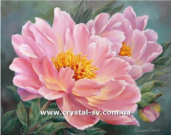 Набор алмазная мозаика стразами Цветы Пионы (30х45) — CRYSTAL SHOP