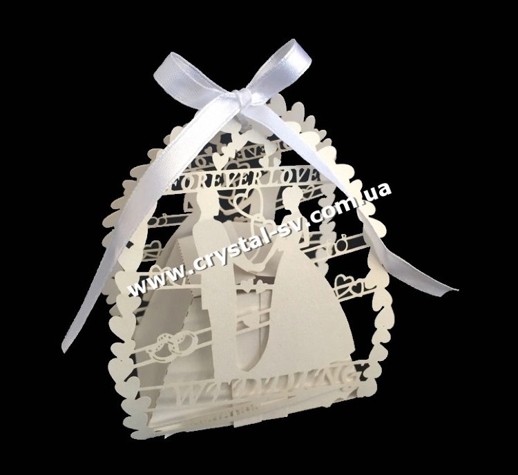 Бонбоньерка для конфет Wedding Forever LOVE (белая) — CRYSTAL SHOP