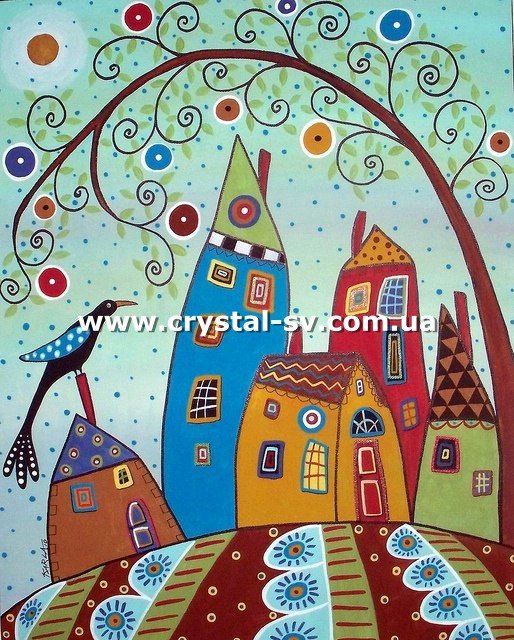 Набор алмазная живопись Наивные дома (50х40) — CRYSTAL SHOP