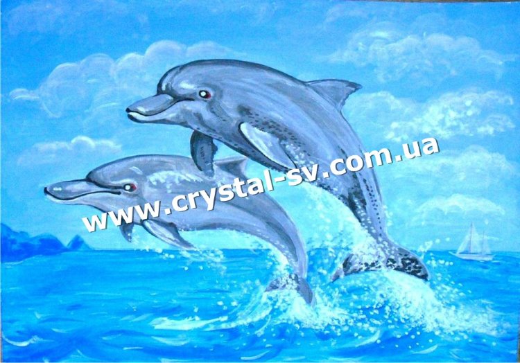 Набор картина из стразиков Дельфины живопись (40х50) — CRYSTAL SHOP