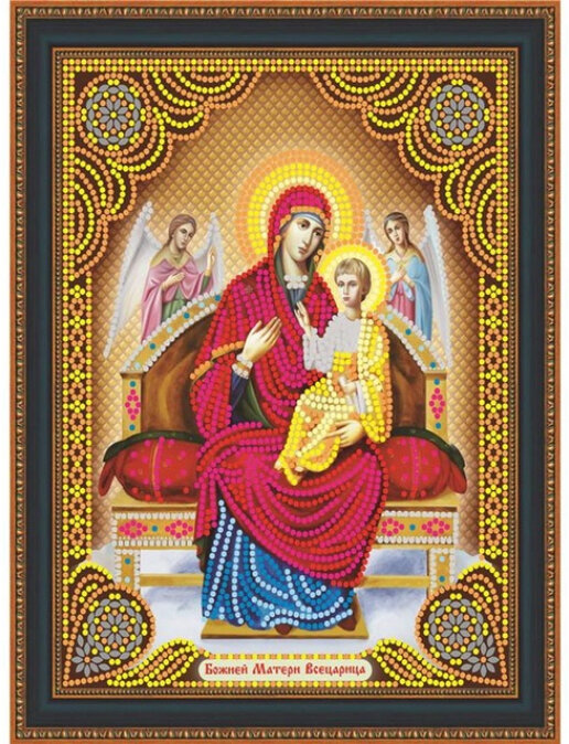 Набор алмазная мозаика круглыми стразами Икона Божьей Матери Всецарица (40х34 см) — CRYSTAL SHOP