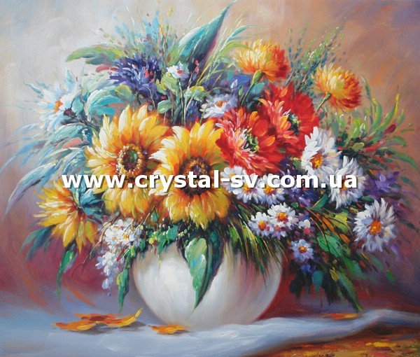 Набор алмазная мозаика стразами Полевые цветы в вазе (40х50) — CRYSTAL SHOP