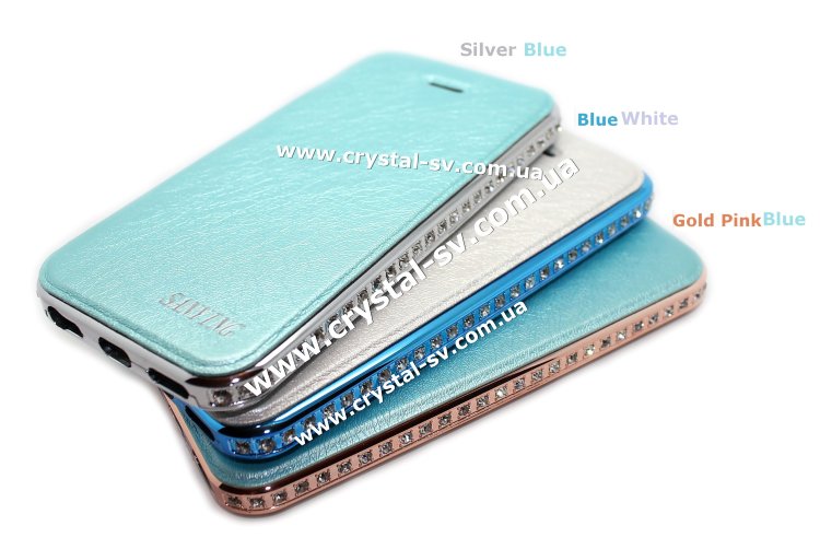 5s Apple книжка флип для iPhone из страз Elegance Style PU кожа Gold Pink Blue — CRYSTAL SHOP