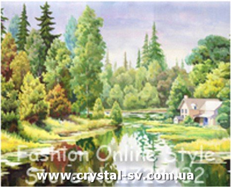 Набор рисование камнями Дом в лесу (40х50) — CRYSTAL SHOP