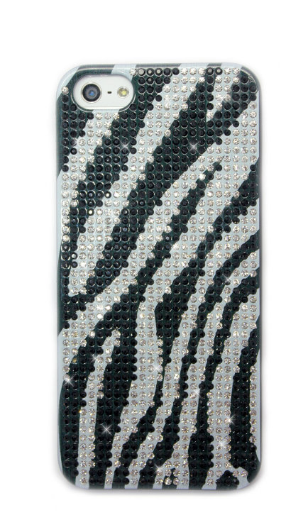 Чехол для Apple iPhone 5/5s из страз Fashion Rhinestone Bling Diamond черно-белый ZEBRA — CRYSTAL SHOP