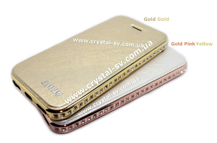 Купить чехлы на айфон 5 с страз Elegance Style PU кожа Gold Pink Yellow — CRYSTAL SHOP