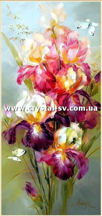 Набор алмазная мозаика стразами Живопись Ирисы (80х40) — CRYSTAL SHOP