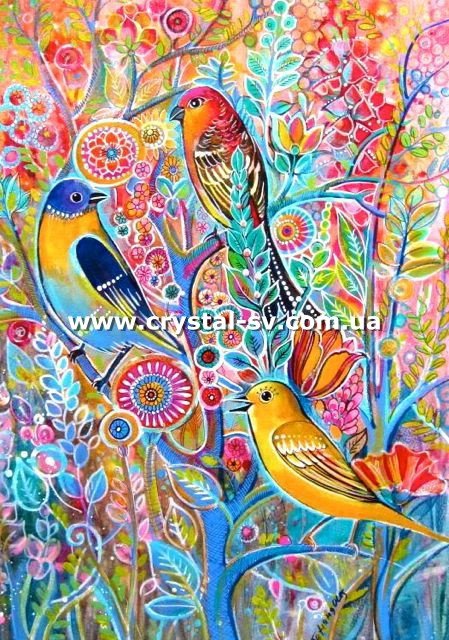 Набор картина из алмазиков Радостные птички (60х40) — CRYSTAL SHOP