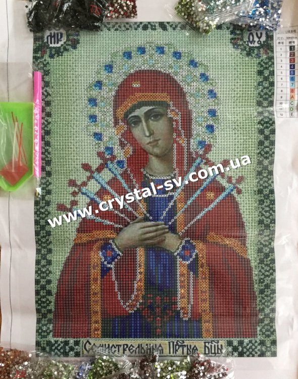 Набор алмазная мозаика стразами Икона Пресвятая Богородица Семистрельная (40х30) — CRYSTAL SHOP