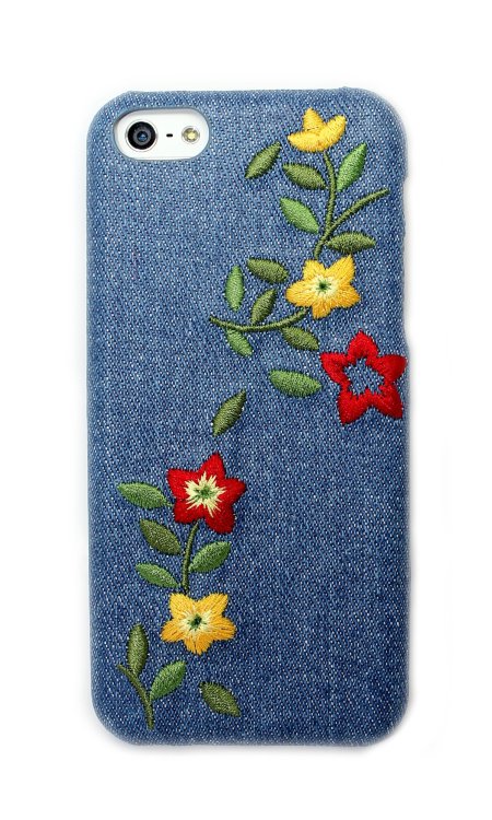 Чехол для iphone 5/5s Denim JEANS STYLE вышивка на джинсах джинсовый чехол JASMINE — CRYSTAL SHOP