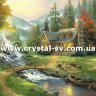 Набор рисование камнями Дом у горной реки (40х53) фото 1 — CRYSTAL SHOP