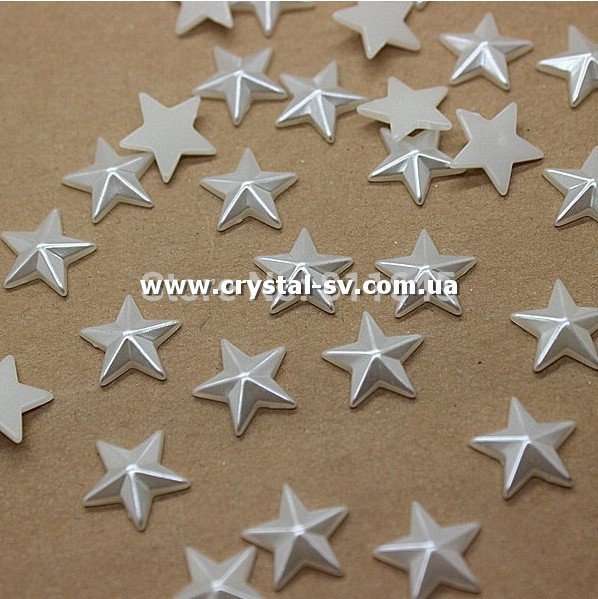 Полужемчуг форма звезда 14мм. Белый. Цена за 1шт. — CRYSTAL SHOP
