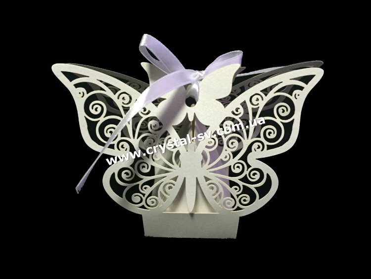 Бонбоньерка для конфет &quot;Бабочка&quot; (белая) — CRYSTAL SHOP